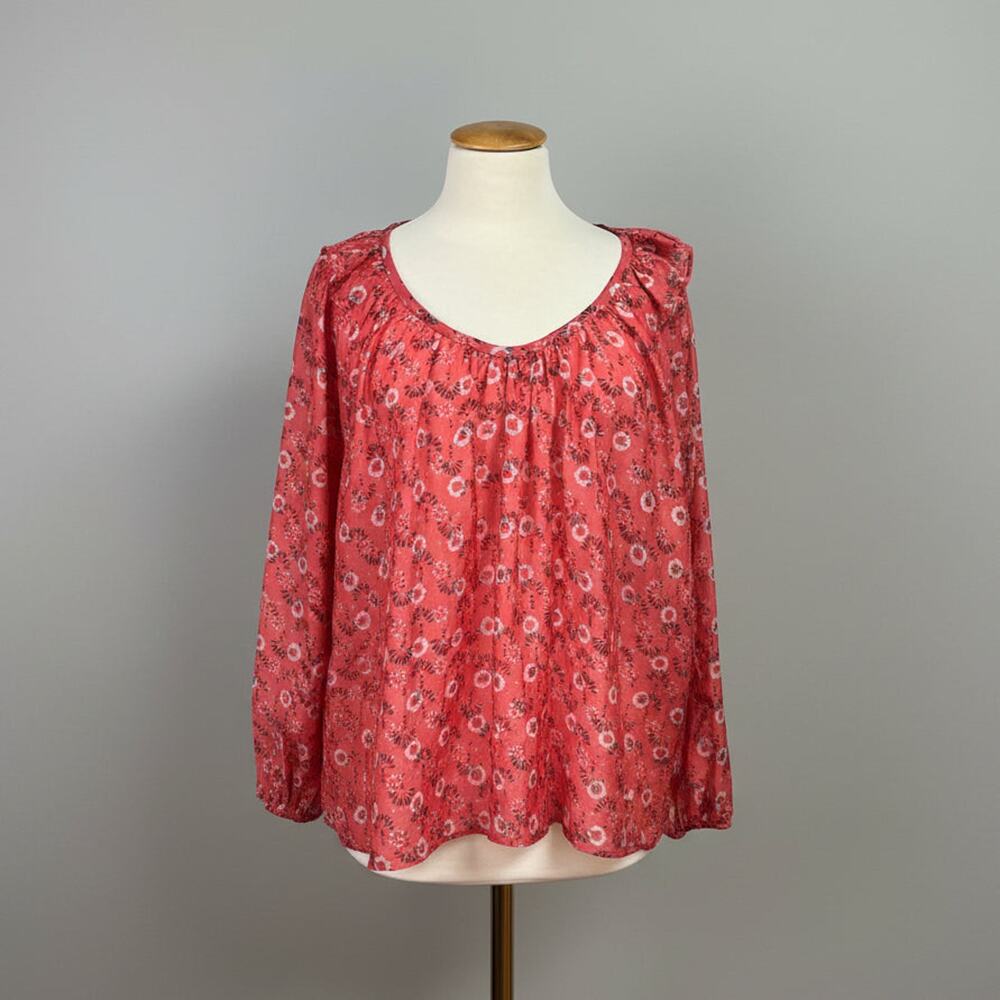 Xirena deep coral floral Rylei blouse, size S, NEW WITH TAGS!